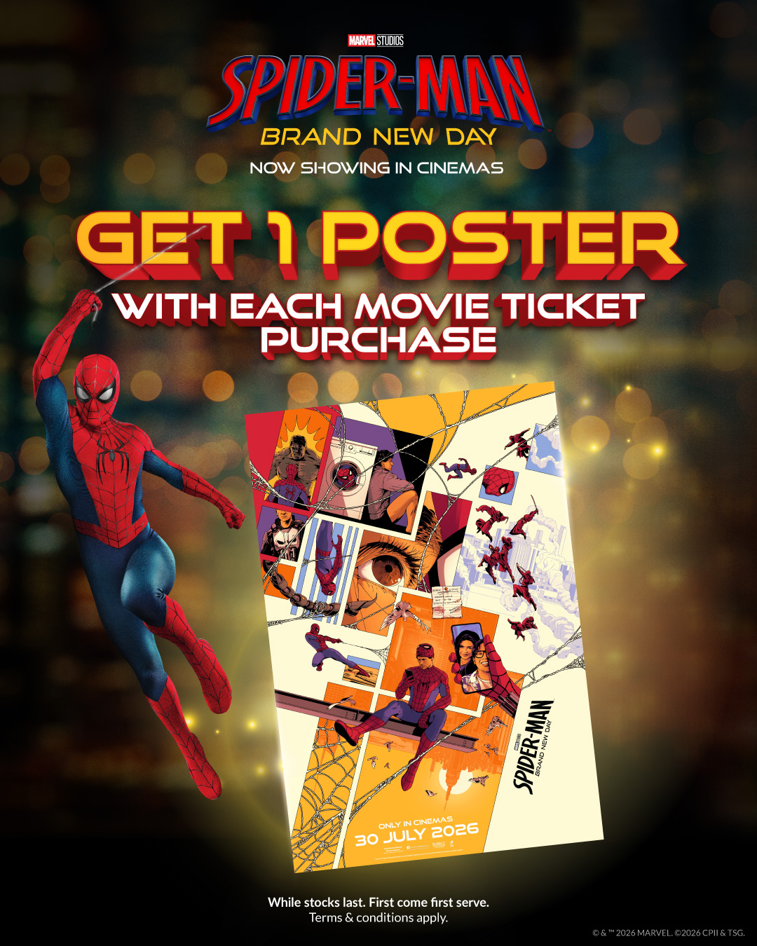 Get a Free A3 Poster with Spider-Man Brand New Day ticket purchase!