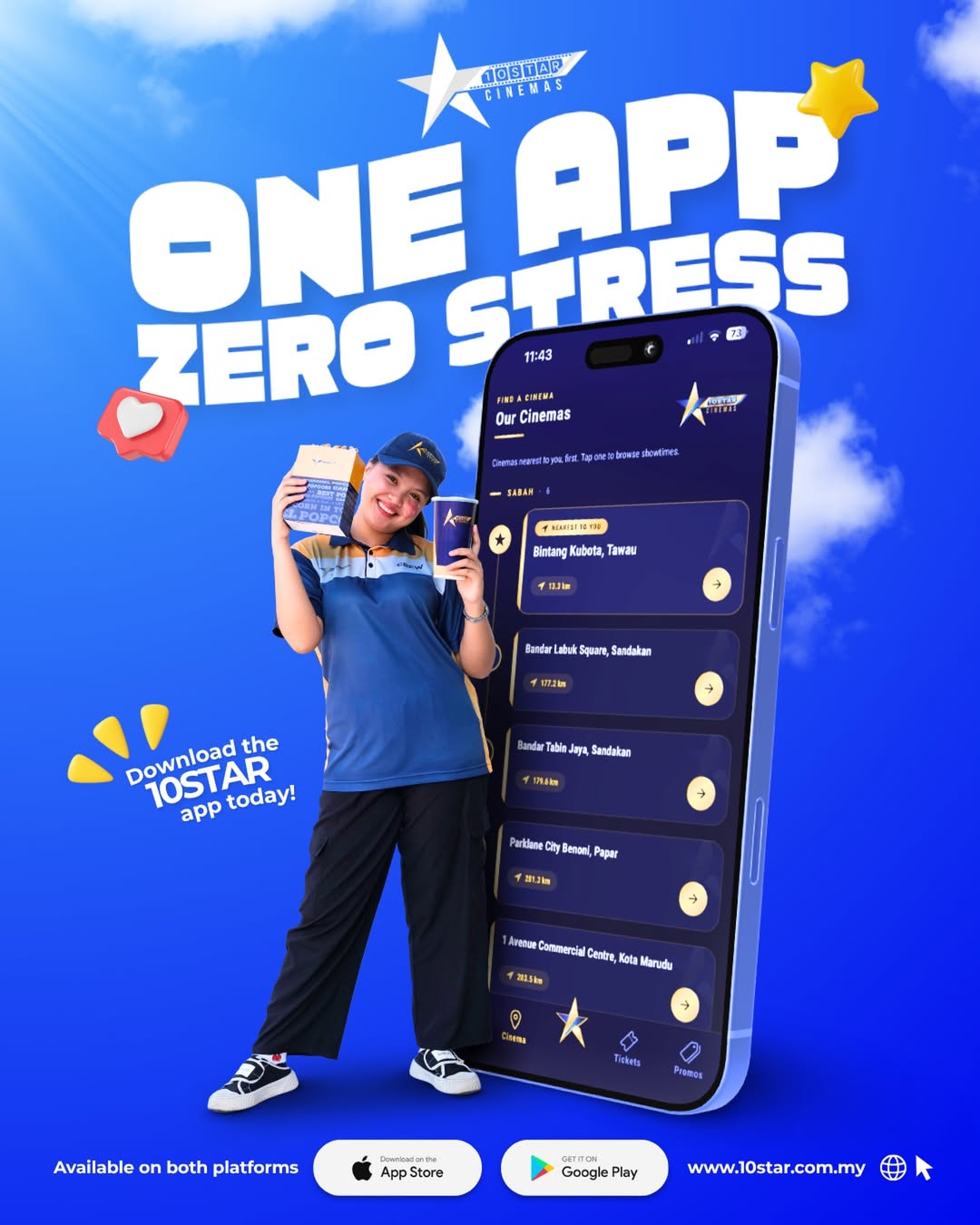 One App, Zero Stress - Download 10Star Cinemas App Now!