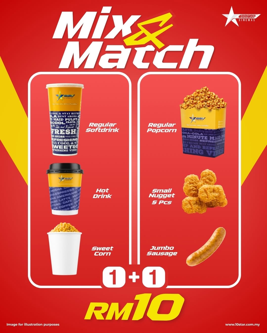 Celebrate Malaysia Day with our Mix & Match 1+1 deal for just RM10!